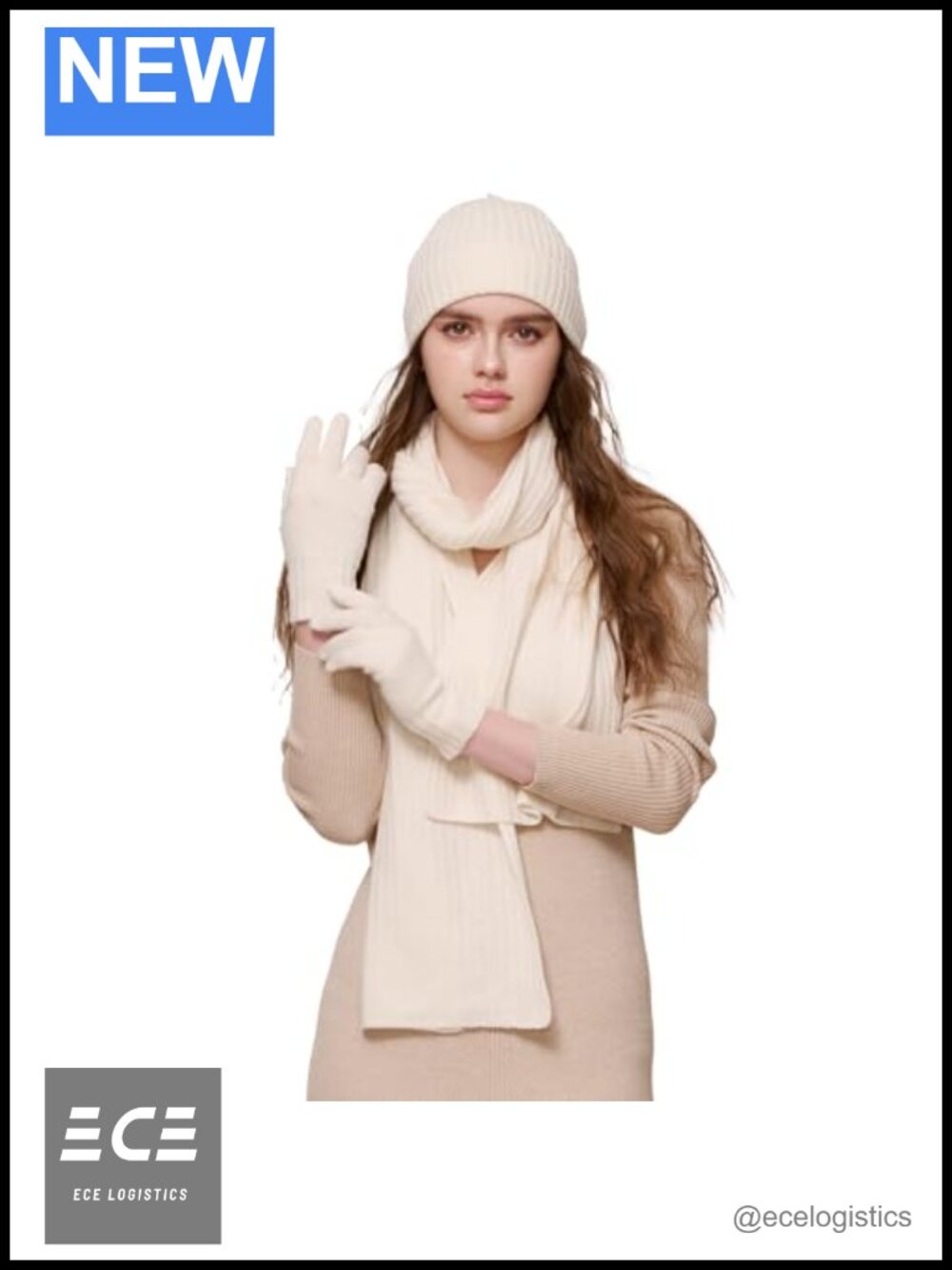 100% Merino Wool 3-in-1 Winter Set Hat Scarf Gloves for Women One Size